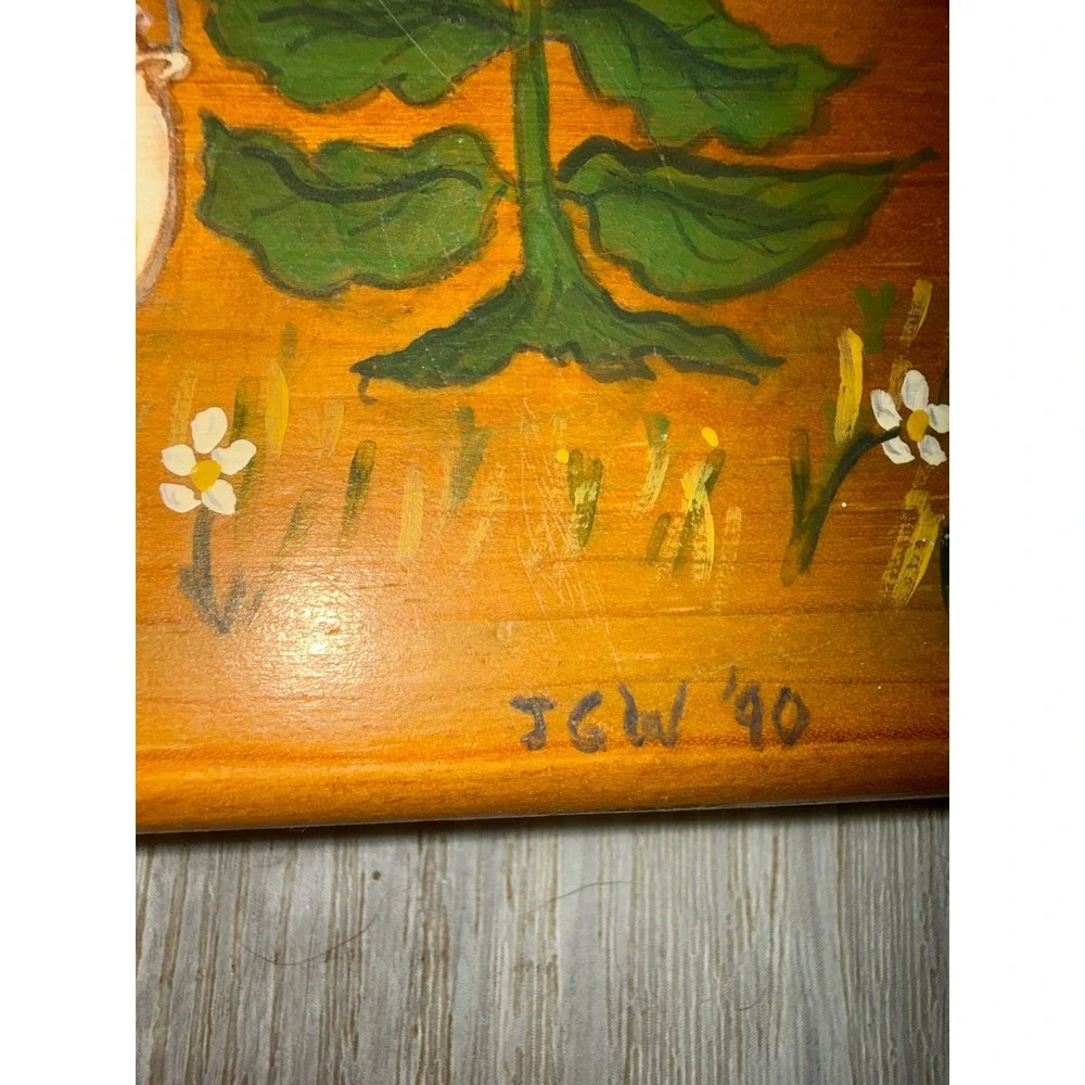 Vintage 1990 Hand Painted Wood Outhouse Plaque Folk Art Bathroom Decor JGW 90